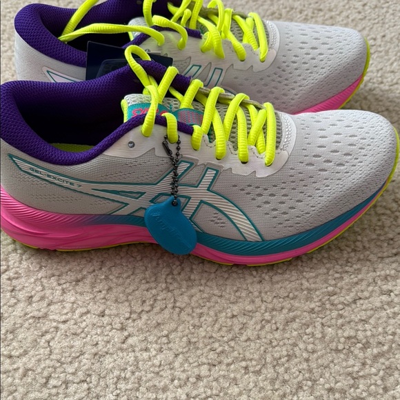 Asics White and Pink Athletic Shoes with Breathable Upper - Picture 6 of 10